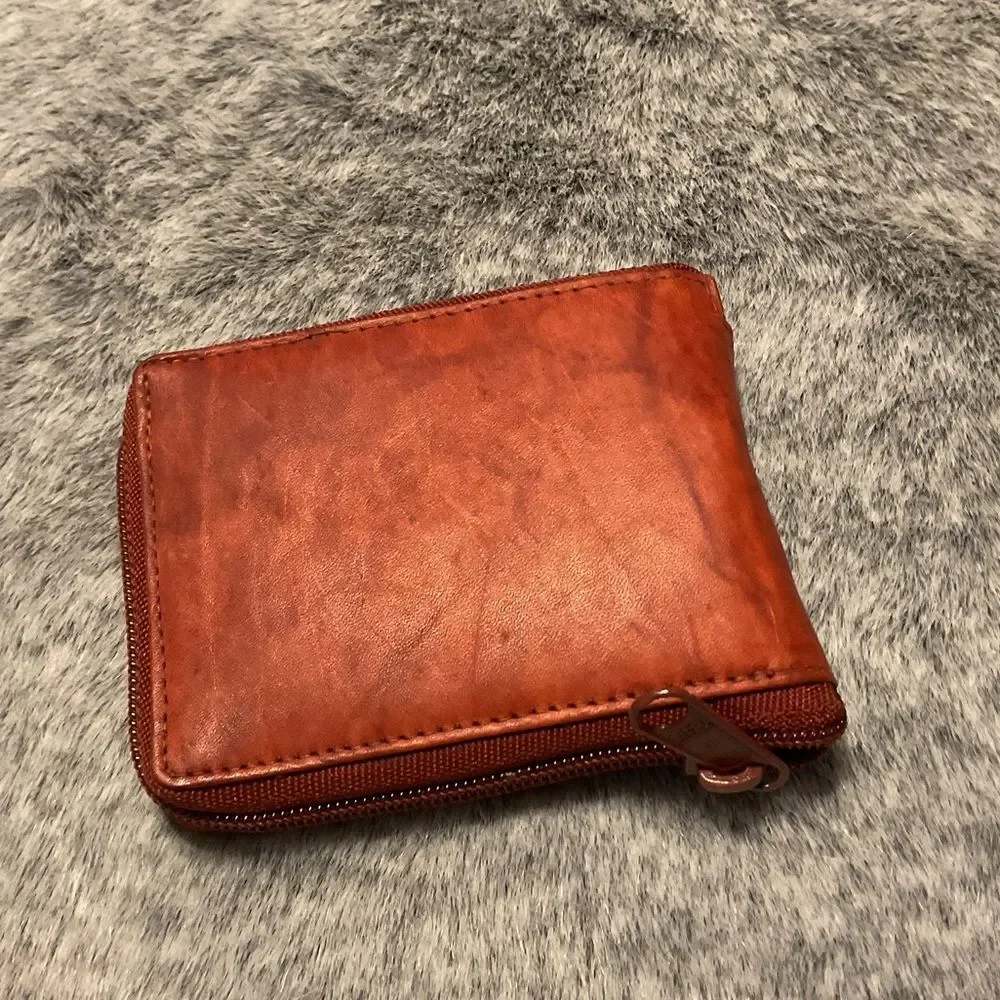 New Genuine Leather Zipper Wallet